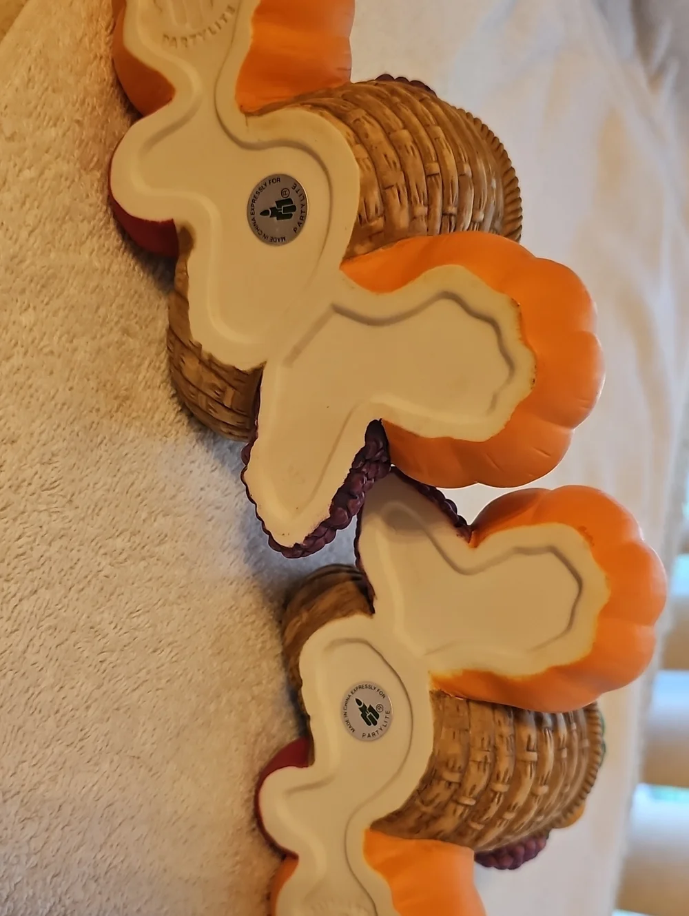 EUC Vintage Harvest Time PartyLite Ceramic Taper Candle Holders.